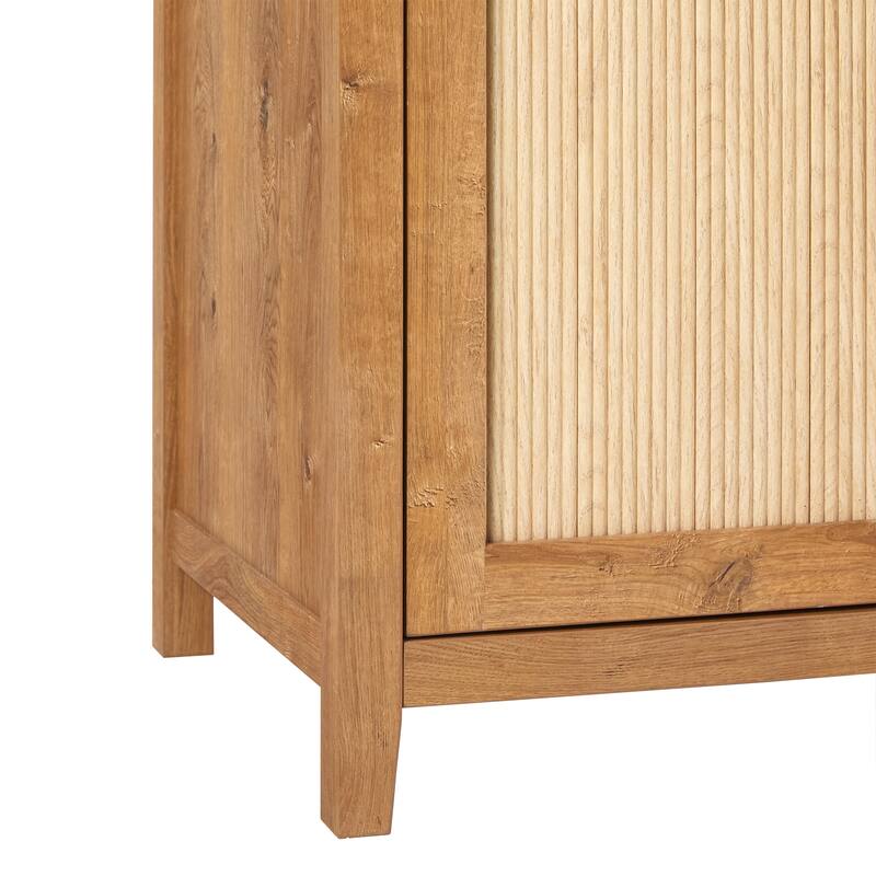 Walker Edison Modern Arched Bookshelf Cabinet with Reeded Doors