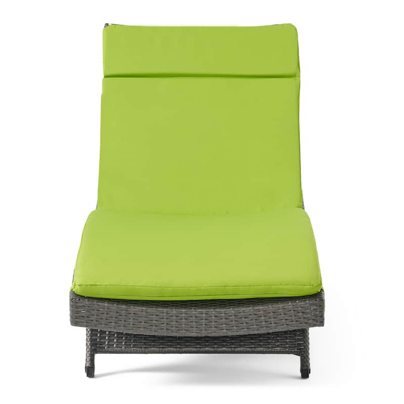 Salem Outdoor Wicker Adjustable Chaise Lounge with Cushion by Christopher Knight Home