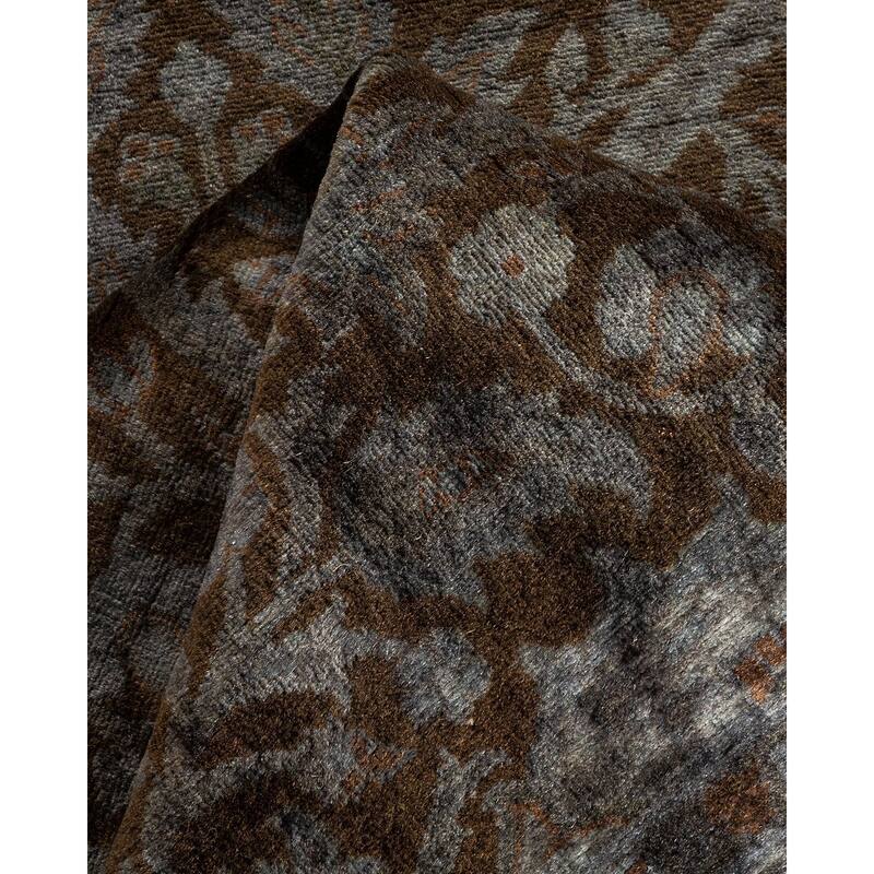 Overton Hand Knotted Wool Vintage Inspired Modern Contemporary Overdyed Gray Runner Rug - 2' 7" x 10' 4"