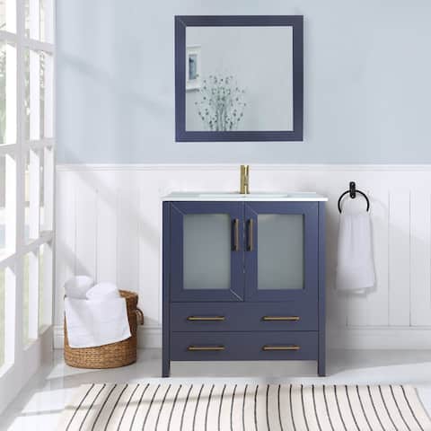 Vanity Art 36-Inch Single Sink Bathroom Vanity Set Dove-Tailed Drawers, 1 Cabinets, 1 Shelf, Soft-Closing Doors with Free Mirror