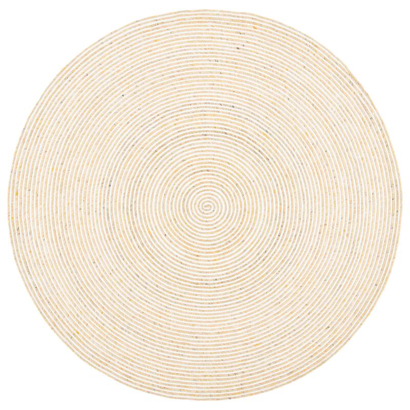 SAFAVIEH, Handmade Braided Bahrie Wool Rug - 6' Round - Gold/Ivory