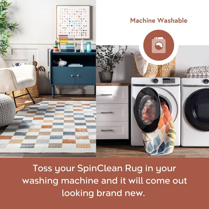 Nuloom Naya SpinClean Checkered Machine Washable Area Rug