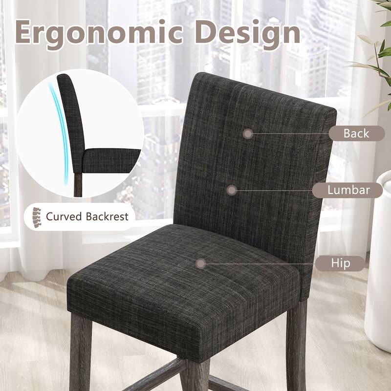 Gymax 4PCS 24.5'' Counter Height Bar Stools Modern Fabric Upholstered