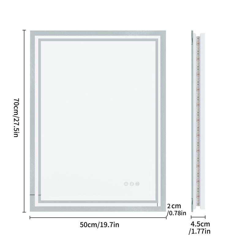 Rectangle Led Backlit Light Bathroom Mirror Anti-fog - 27.5 x 19.7 inch