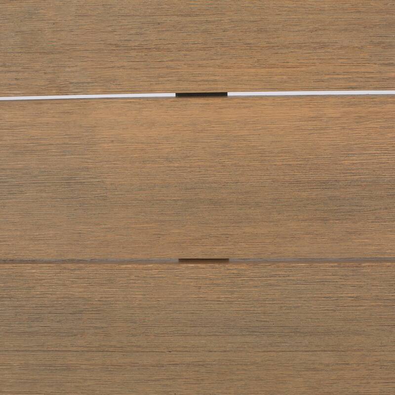 Mid-Century Modern Outdoor Sectional Sofa with Faux Wood Accents