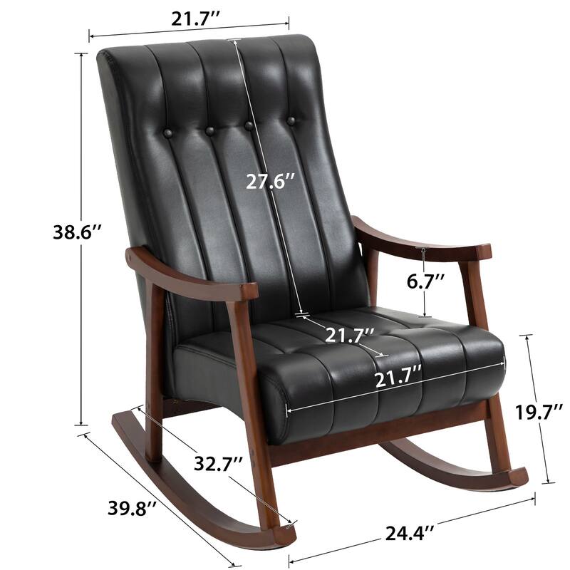 AVAWING Upholstered Rocking Chair Modern High Back Armchair Set of 2