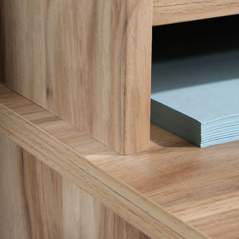 Wood Organizer Hutch with Bookcase, Brown - 30.35" W x 11.50" D x 5.94" H