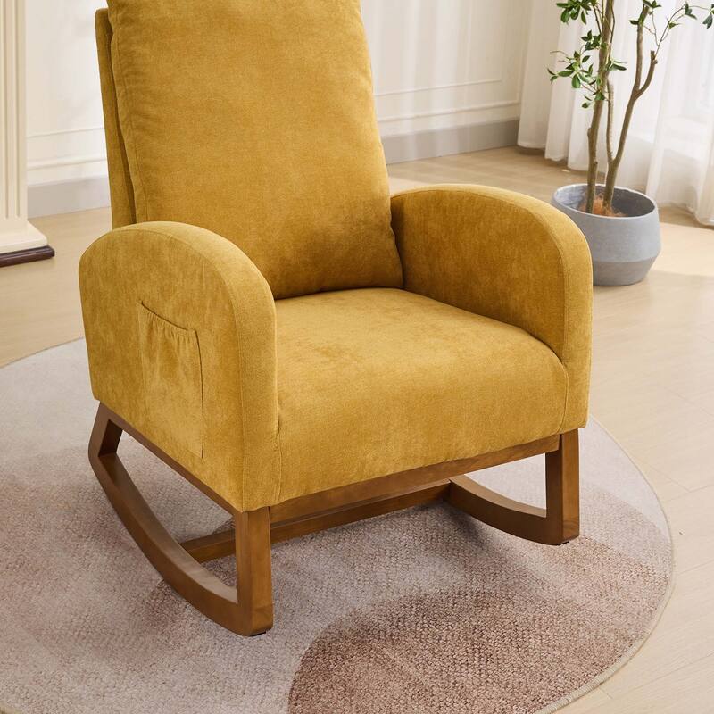 27.2"W Rocking Chair with High Back and Side Pocket