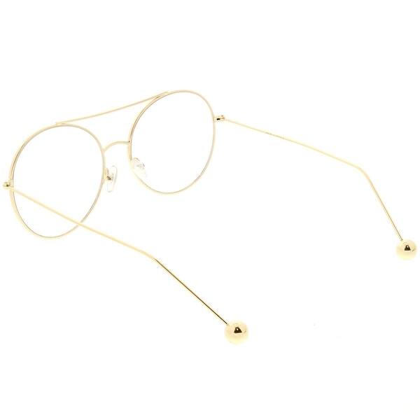 Premium Oversize Round Eyeglasses Metal Double Nose Bridge Clear Flat Lens 59mm M On Sale Overstock 31174568
