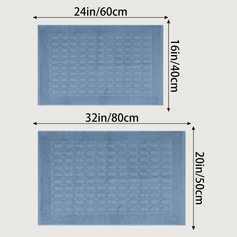 Lightweight Textured Cotton Bath Mat Hotel Reversible Water Absorbent Rug Thick Foldable Shower Foot Carpet