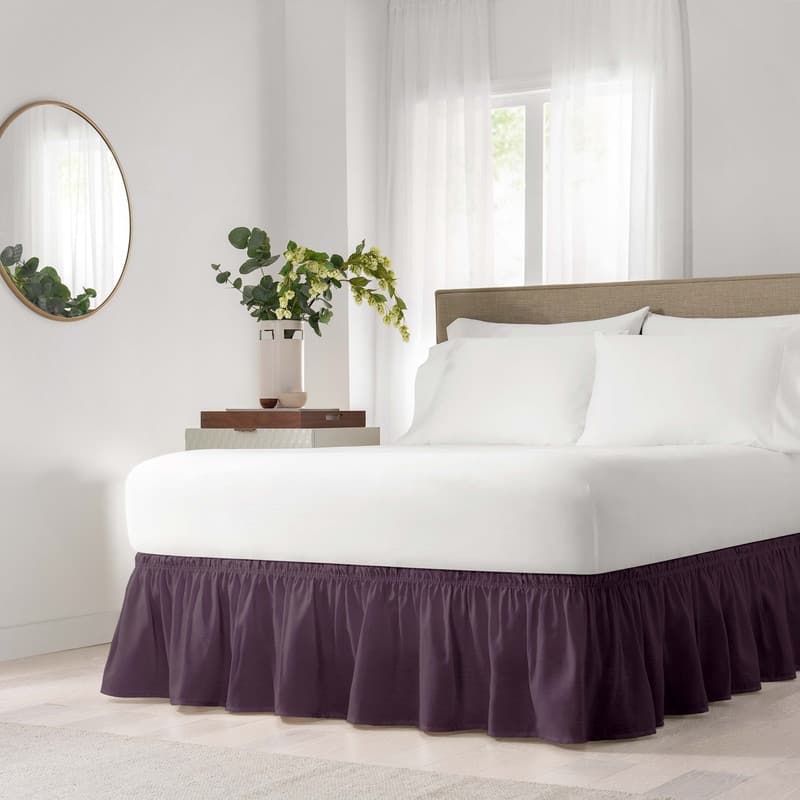 Copper Grove Fineshade Wrap Around Solid Ruffled Bed Skirt - Twin/Full - Vintage Violet