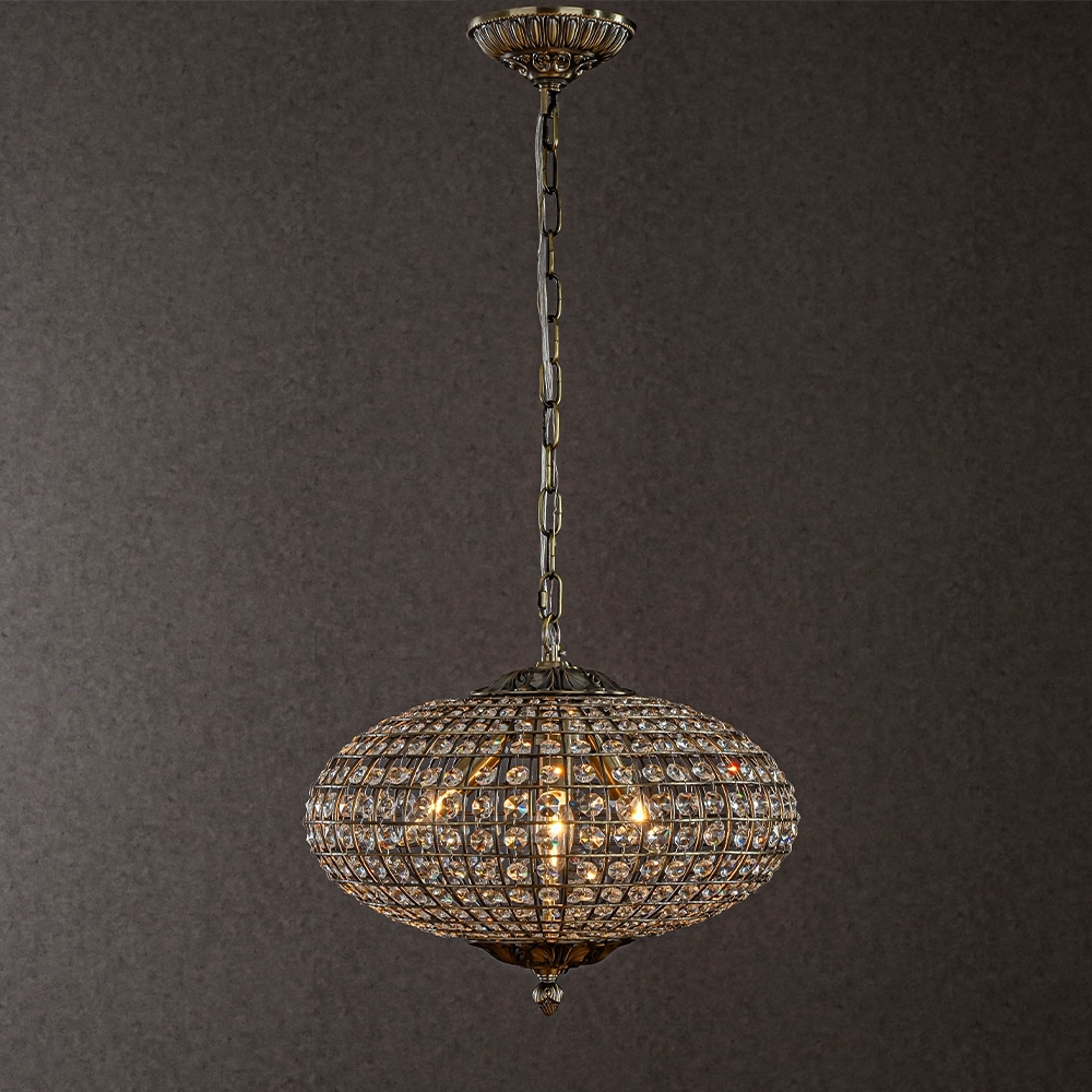 CraftHome Wide Light Retro French Handcrafted Cage Crystal Chandelier in Antique Bronze With Vintage Dimmable for Dining Room