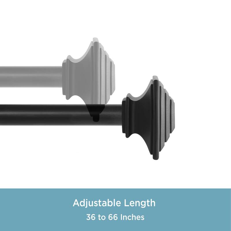 Kenney® Mission 1" Premium Decorative Window Curtain Rod, 120-170", Matte Black