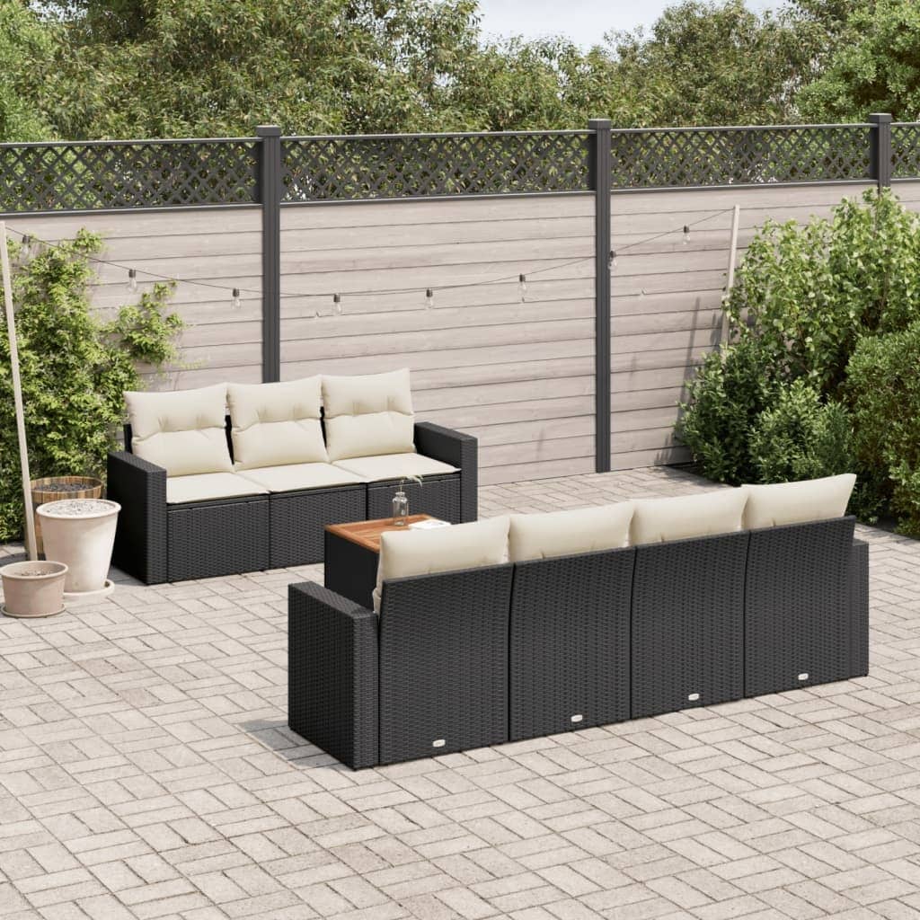 vidaXL Garden Sofa Set Black, Cream White - 24.4 x 25.8 x 27.2