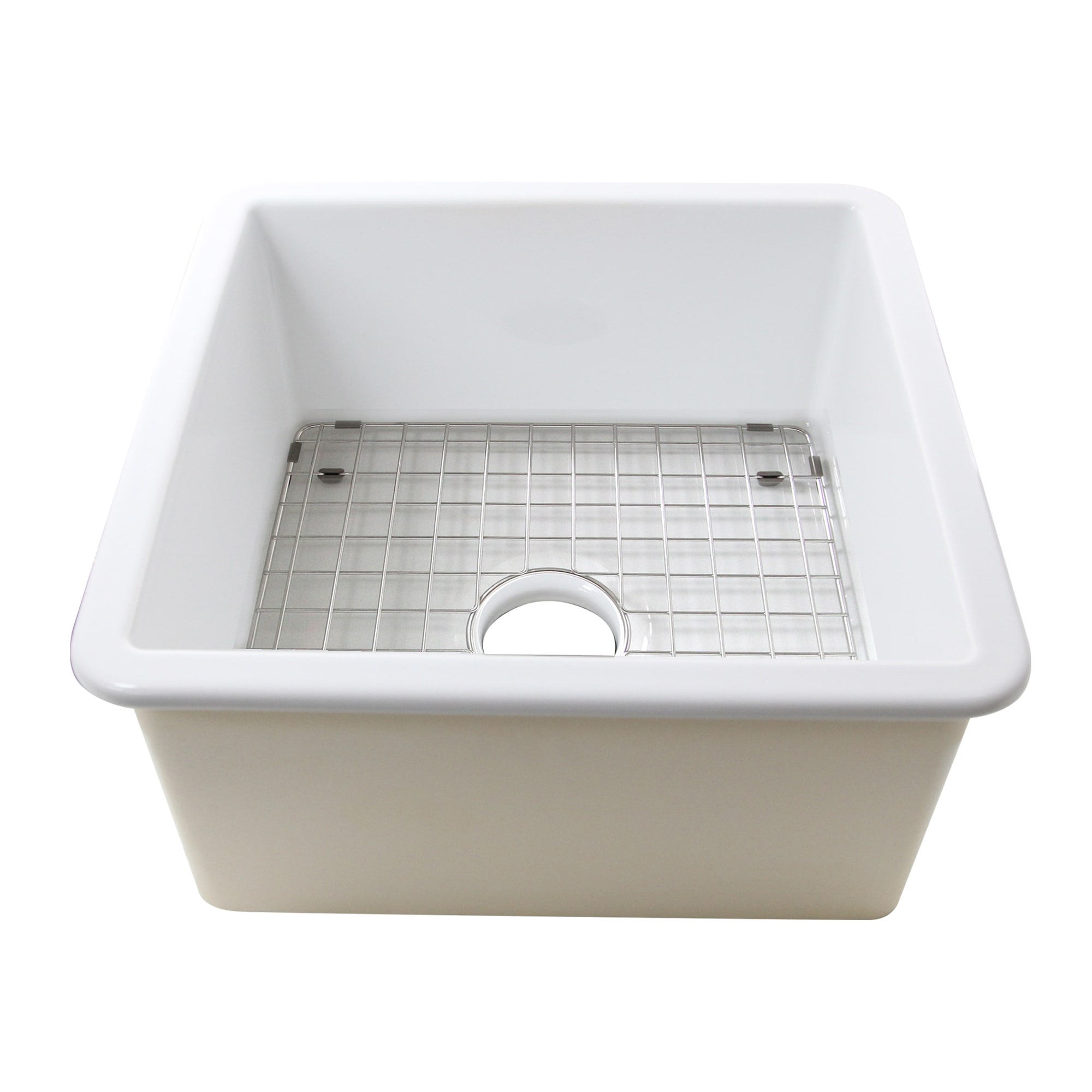 Highpoint Collection 16 Inch Square Fine Fireclay Kitchen Prep or Bar Sink - 18 x 18 x8.5 inches