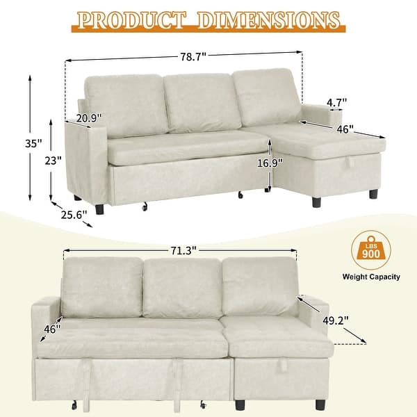 Modern 2 in 1 Convertible Sleeper Sofa Bed with Pillows for Living Room ...