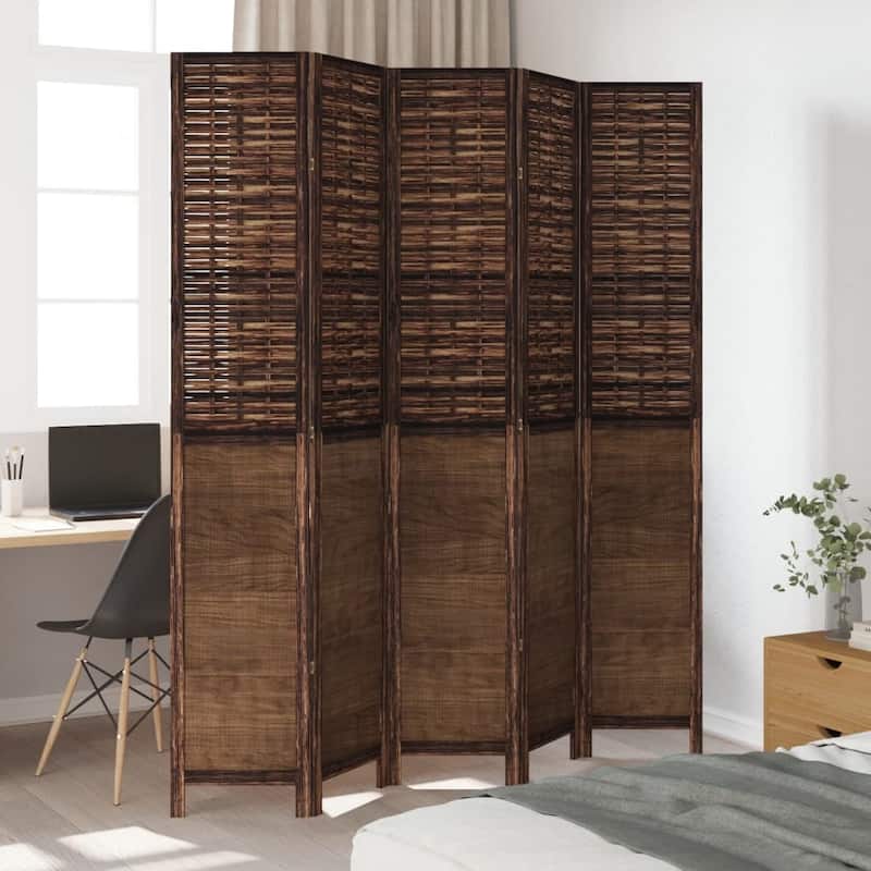 vidaXL Room Divider Privacy Screen Living Room Dark Brown Solid Wood Paulownia