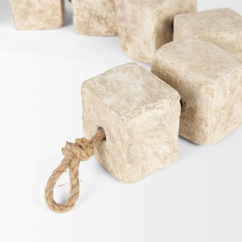 Mala Beige Paper Mache Cube Garland - 40.0L x 2.0W x 2.0H