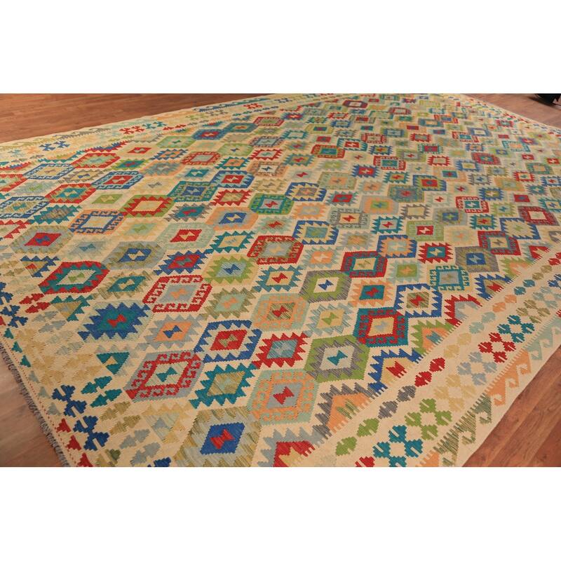 All-Over Wool Palace Size Kilim Oriental Rug Wool Carpet - 10'0"x 15'9"