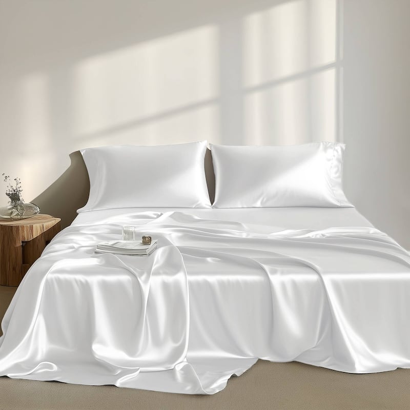 Madison Park Essentials Satin Luxury 6 PC Sheet Set - Queen - White