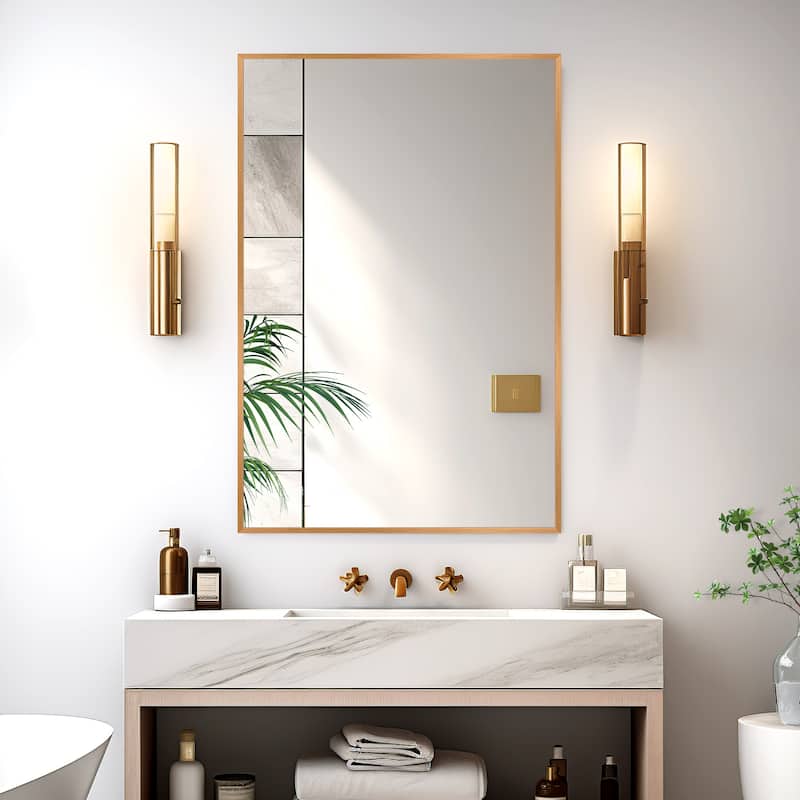 Modern Thin Frame Wall-mounted Vanity Mirror (Set Of 2） - 39*30