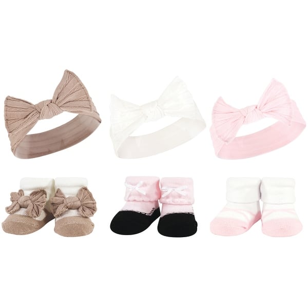 slide 1 of 1, Hudson Baby Infant Girls Headband and Socks Giftset, Pink Taupe, One Size - Pink Taupe Pink Taupe - One Size