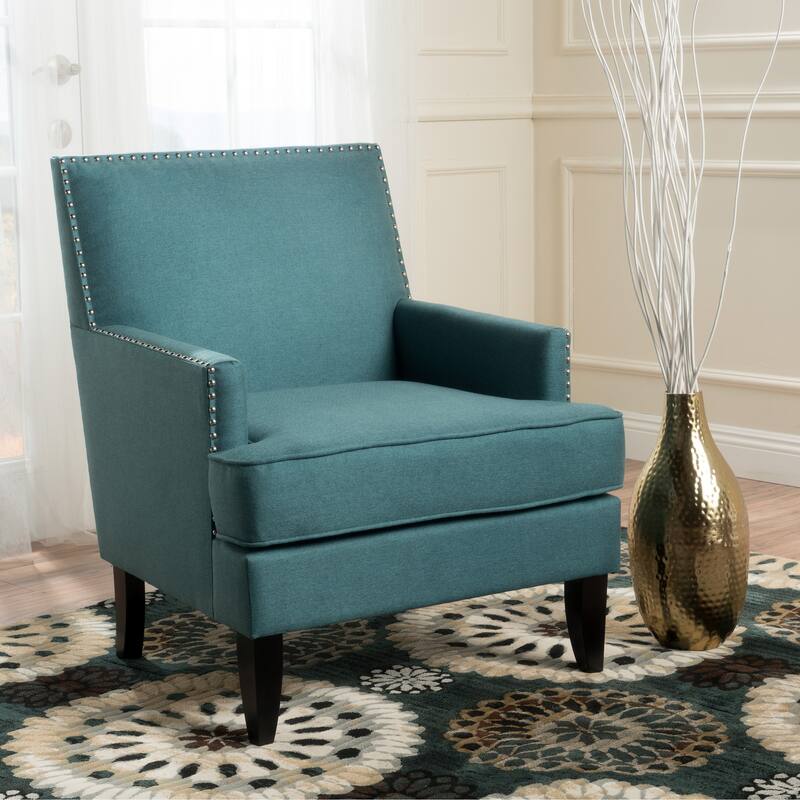 Simple Club Chair Accent Chair Vanity Chair Arm Chair Reading Chair Teal Fabric Padded Chair Leisure Chair - Teal