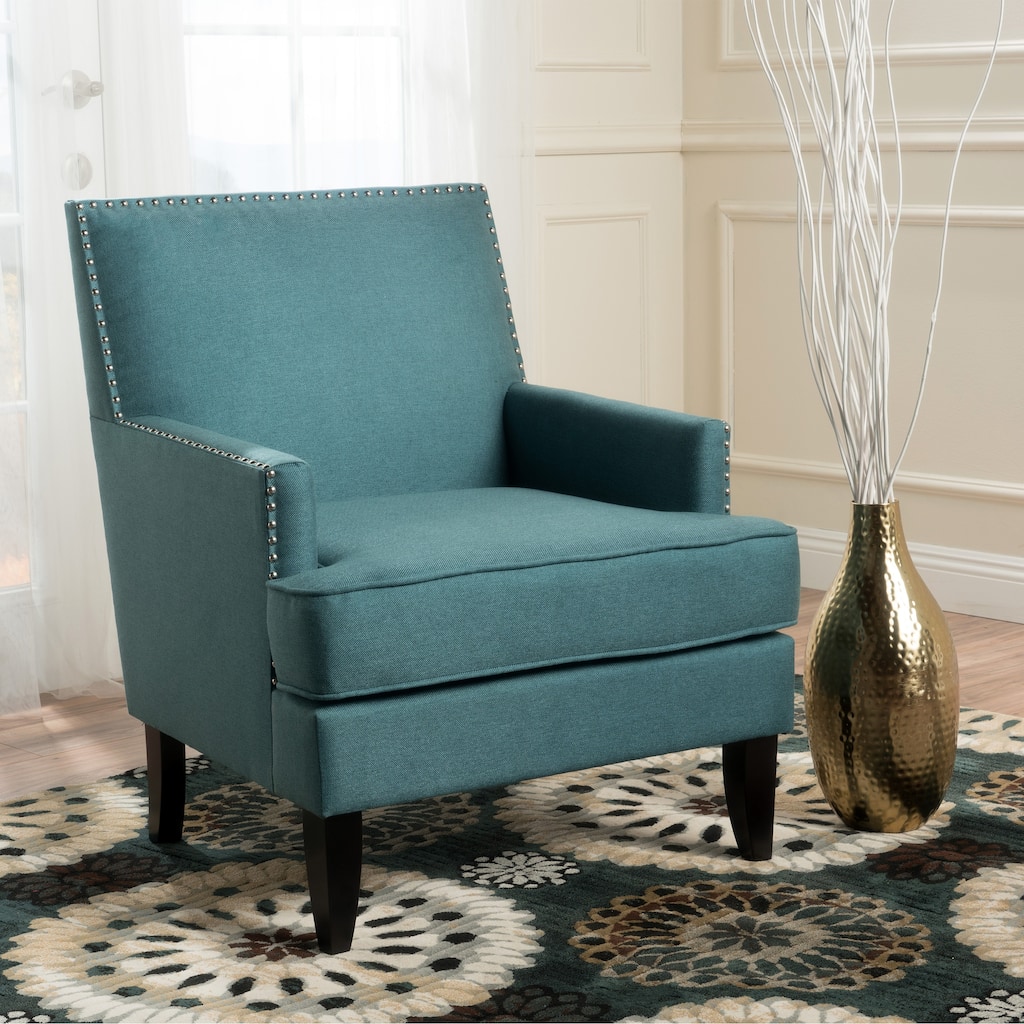 Simple Club Chair Accent Chair Vanity Chair Arm Chair Reading Chair Teal Fabric Padded Chair Leisure Chair