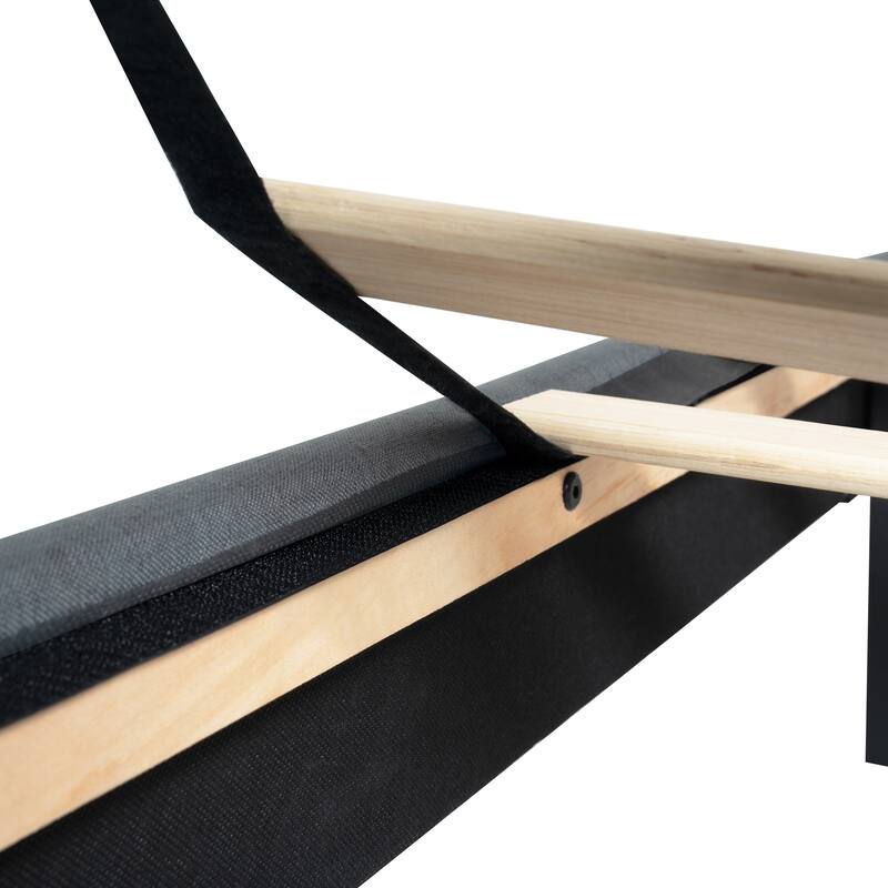 Queen Size Upholstered Platform Bed Frame with Button Tufted Linen Fabric Headboard, No Box Spring Needed, Wood Slat Support