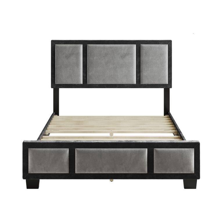 Boyd Sleep Bavaria Black and Grey Velour Platform Bed