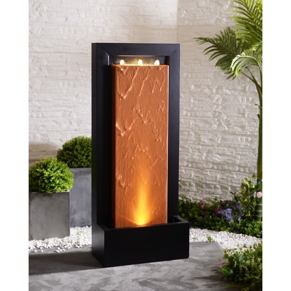 slide 2 of 10, Leonard Rust and Matte Black Floor Fountain - 10" x 20" x 47.5"