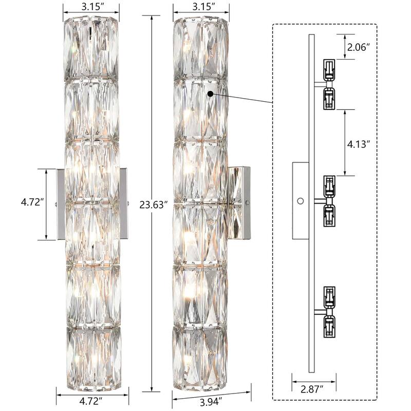 Burgas Wall Sconce Modern 6-Light Crystal Light Bathroom Wall Lighting