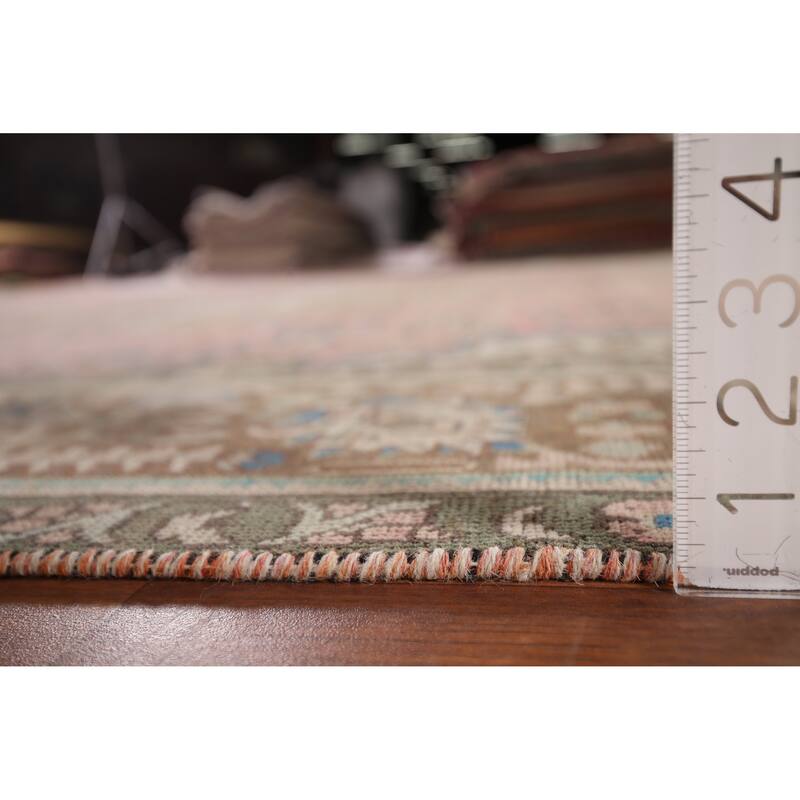 Distressed Pink Tabriz Persian Vintage Rug Handmade Wool Carpet - 9'8" x 12'8"