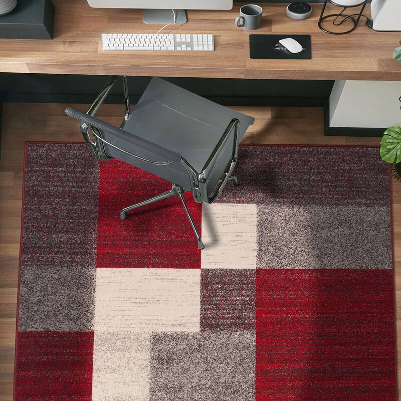 World Rug Gallery Modern Boxes Design Non-slip (Non-skid) Area Rug