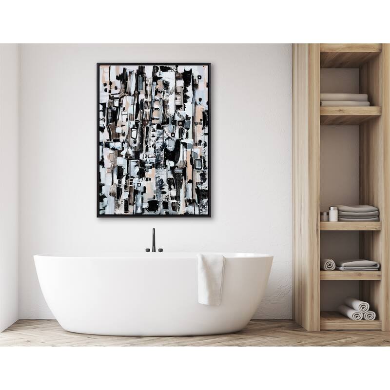 Kate and Laurel Sylvie Snowfall Seattle Framed Canvas by Leah Nadeau