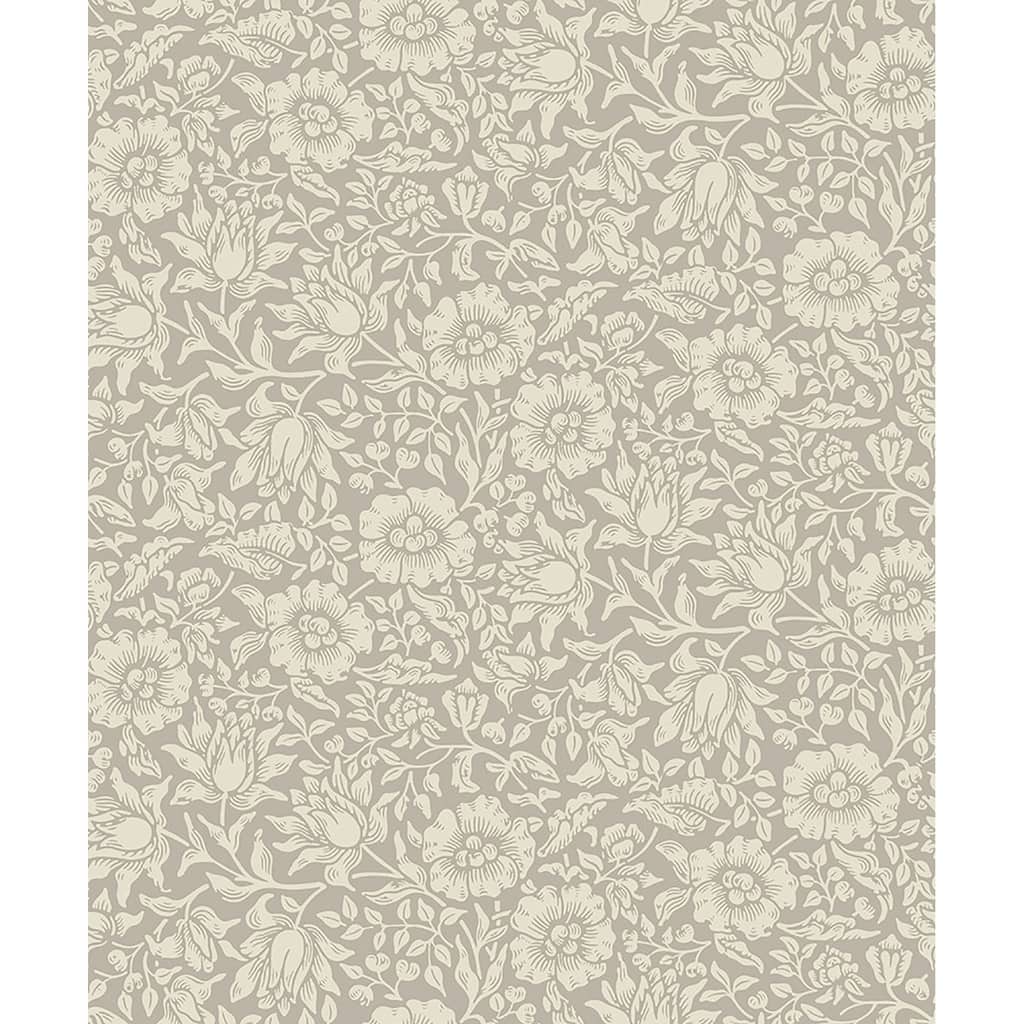 A-Street Prints Mallow Grey Floral Vine Wallpaper