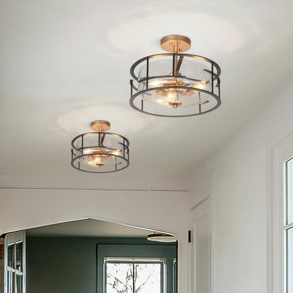 Golden Lighting Holden 16-in Black Transitional Semi-flush Mount Light