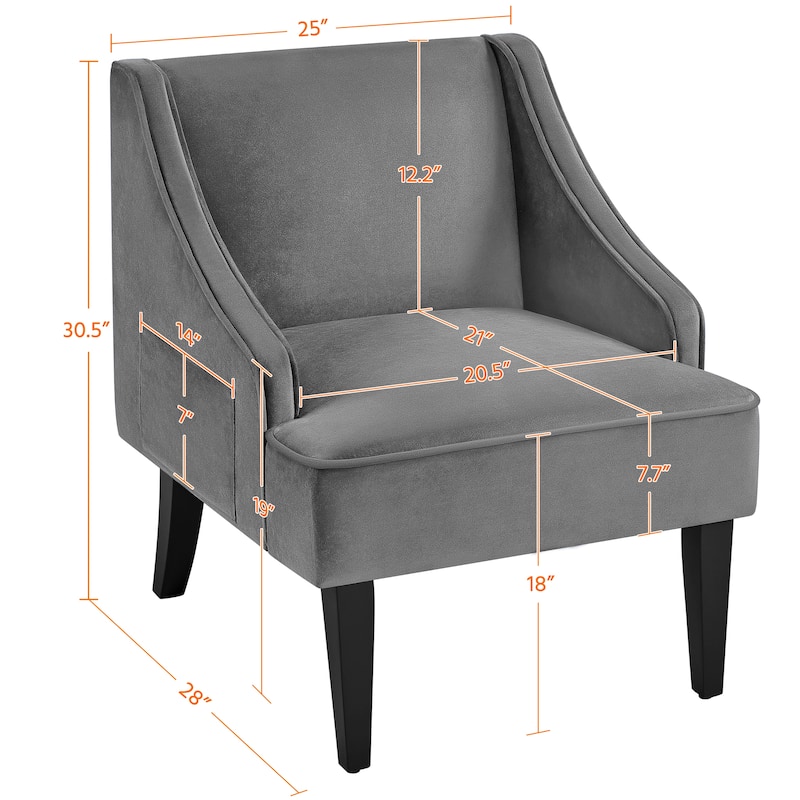 Yaheetech Modern Velvet Fabric Accent Chair with Rubber wood Legs