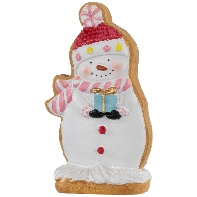 7" Standing Snowman Gingerbread Cookie with Present Tabletop Christmas Decor