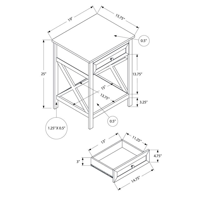 Transitional 2 Tier Accent Table with Storage Drawer, End Table Side Table for Living room, Nightstand for Bedroom
