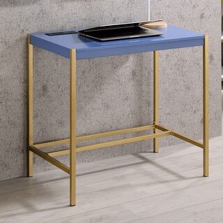Funiture of America Furniture of America Belzie Contemporary Desk With USB Plug (Gold Coating/Blue)