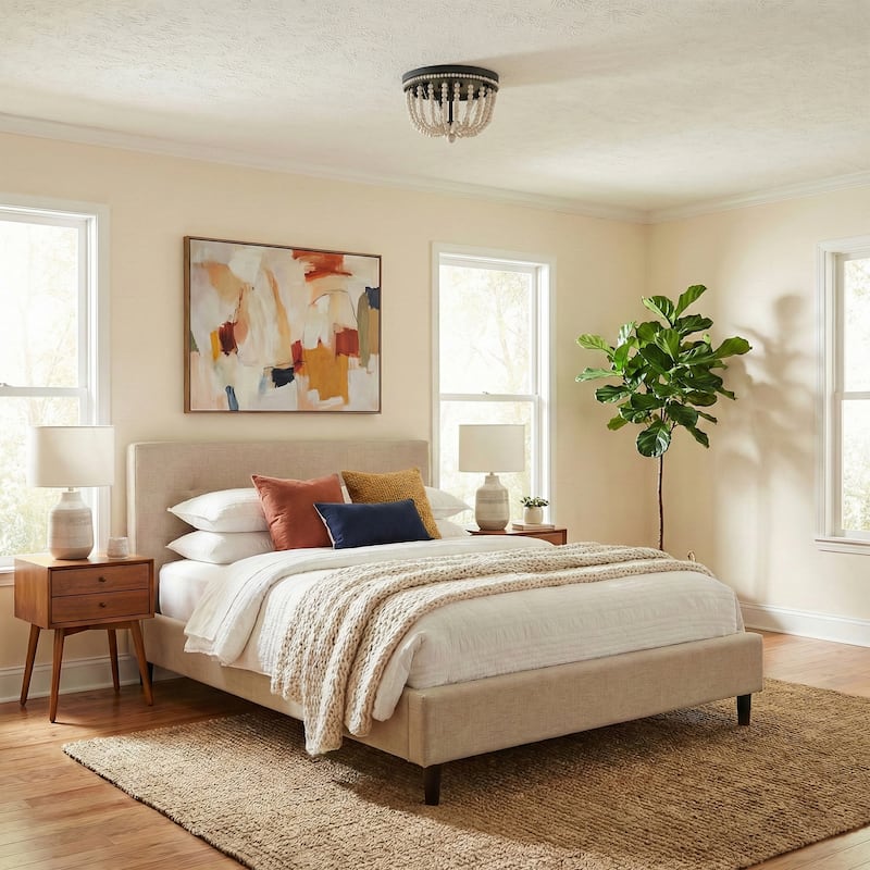 Fidenza 3-light Boho Beaded Flush Mount Ceiling Light Farmhouse Coastal Dome Lighting - 12 inches