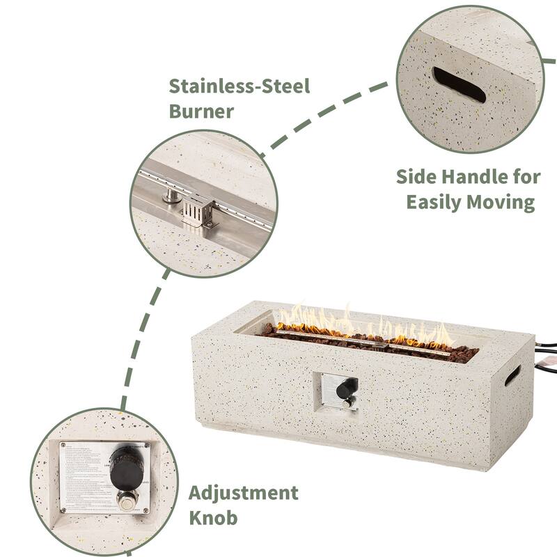 COSIEST 42'' Outdoor Rectangle Propane Fire Pit Table, 50000BTU - 42"*17"*13"