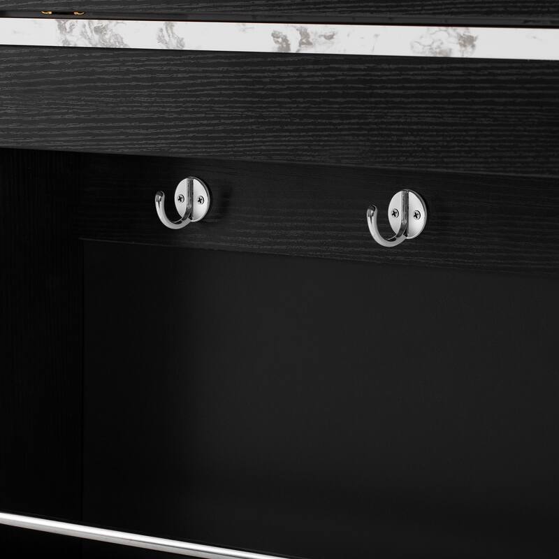 Extendable Kitchen Island Dining Table with Power Outlet, Rolling Sideboard with Folding Tabletop & Drawers