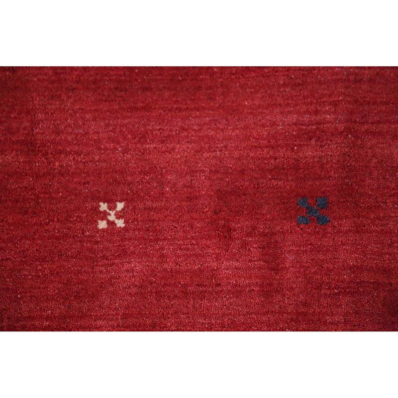 Hand Knotted Oriental 100% Wool Carpet Tribal Tribal Red Gabbeh Area Rug - 9' 9'' X 6' 8''