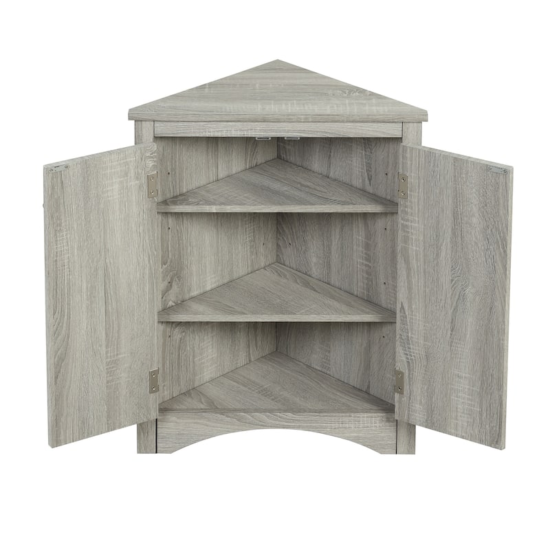 Roomfitters Triangle Bathroom Storage Cabinet with Adjustable Shelves Freestanding Floor Unit for Home or Kitchen