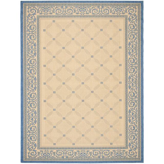 SAFAVIEH Courtyard Laurene Waterproof Patio Backyard Rug - 9' x 12' - Natural/Blue