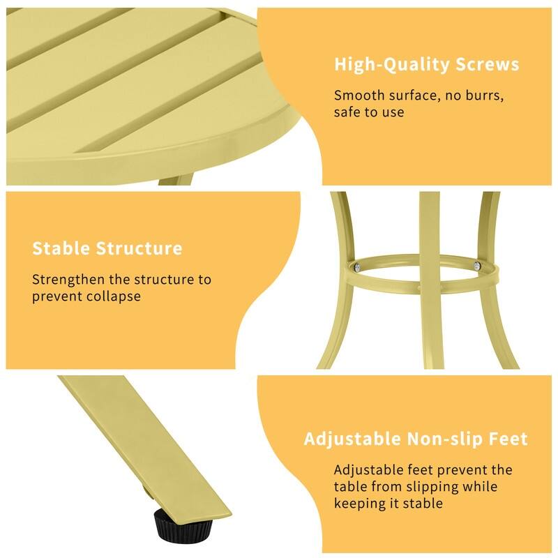 Metal Outdoor Round Side Table, Patio Coffee Bistro Table for Indoor Outdoor