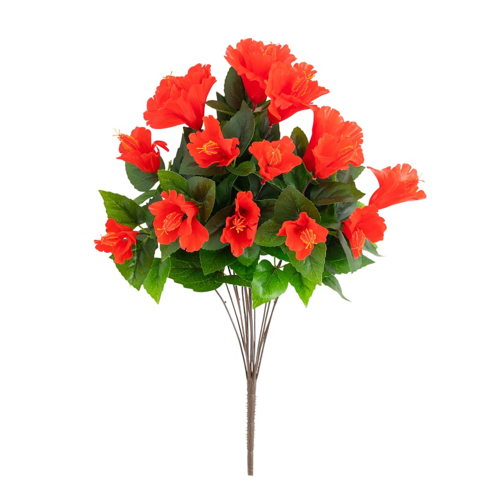 19-in UV Resistant Artificial Hibiscus Bush - Set of 3