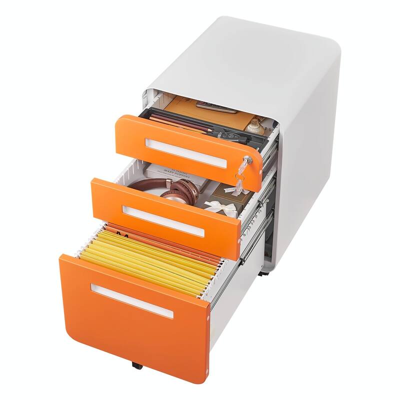 Lockable 3-Drawer File Cabinet with Wheels & Removable Pencil Tray